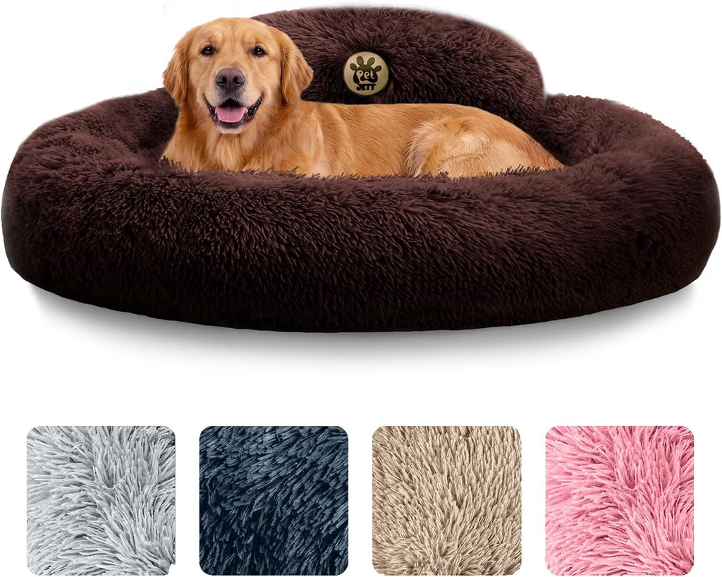 Medium Calming Dog Bed 30in Donut Plush Washable Bed Up to 45lbs