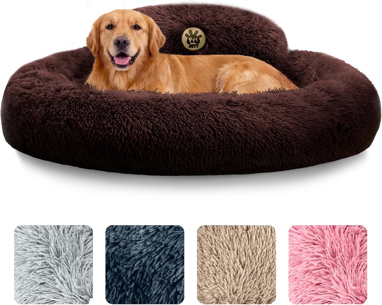 Medium Calming Dog Bed 30in Donut Plush Washable Bed Up to 45lbs