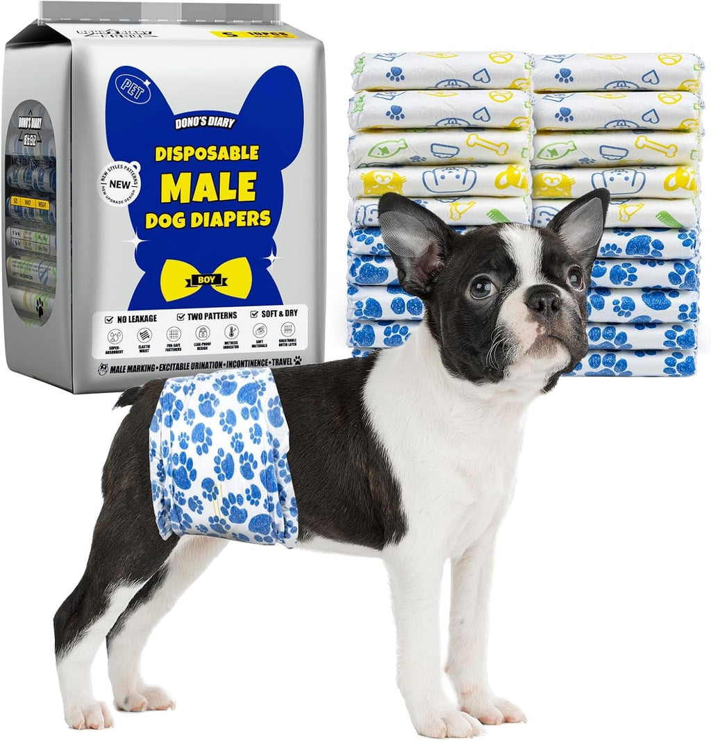 Meela's Belly Band Wraps for Male Dogs — Disposable Leakproof 60 Count