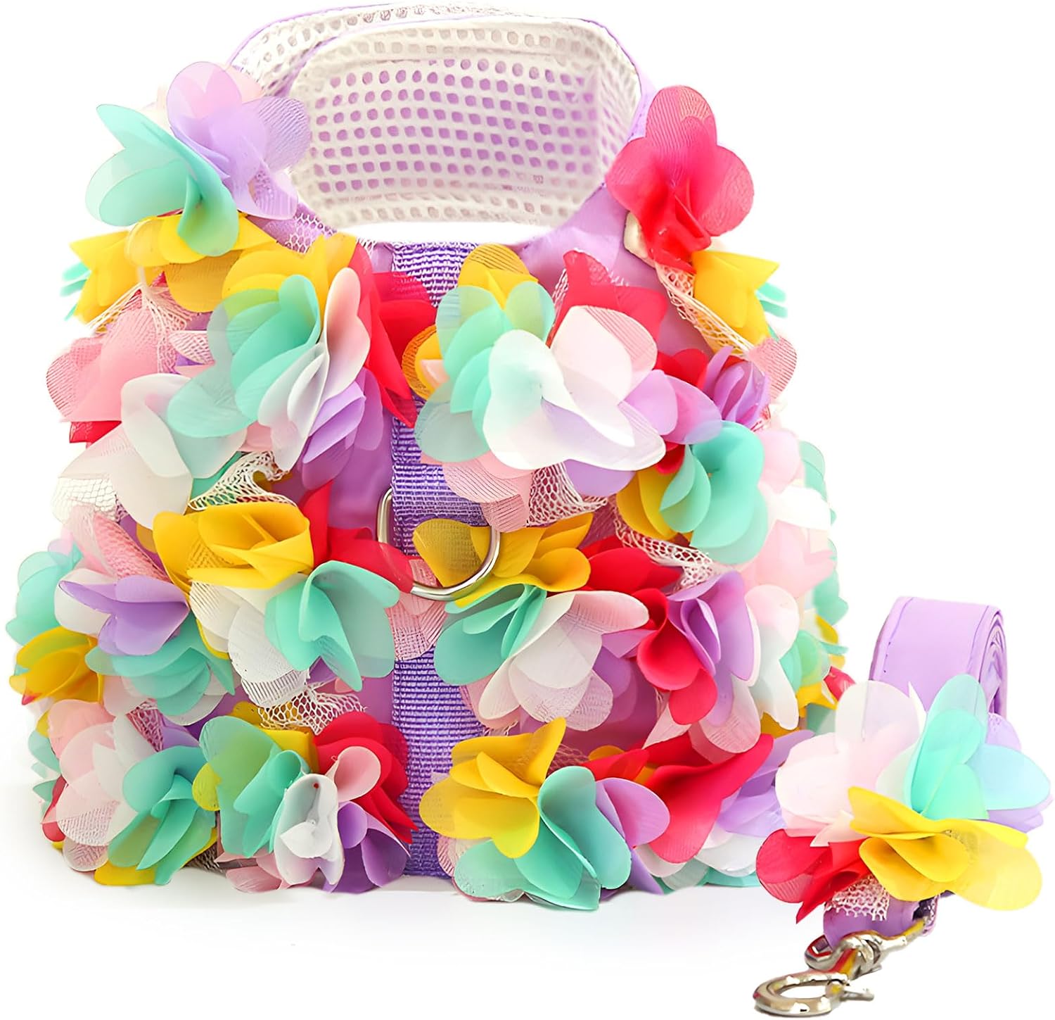 Boutique Floral Dog Harness and Leash Set – 3D Petal Puppy Vest Harness for Small Dogs & Cats