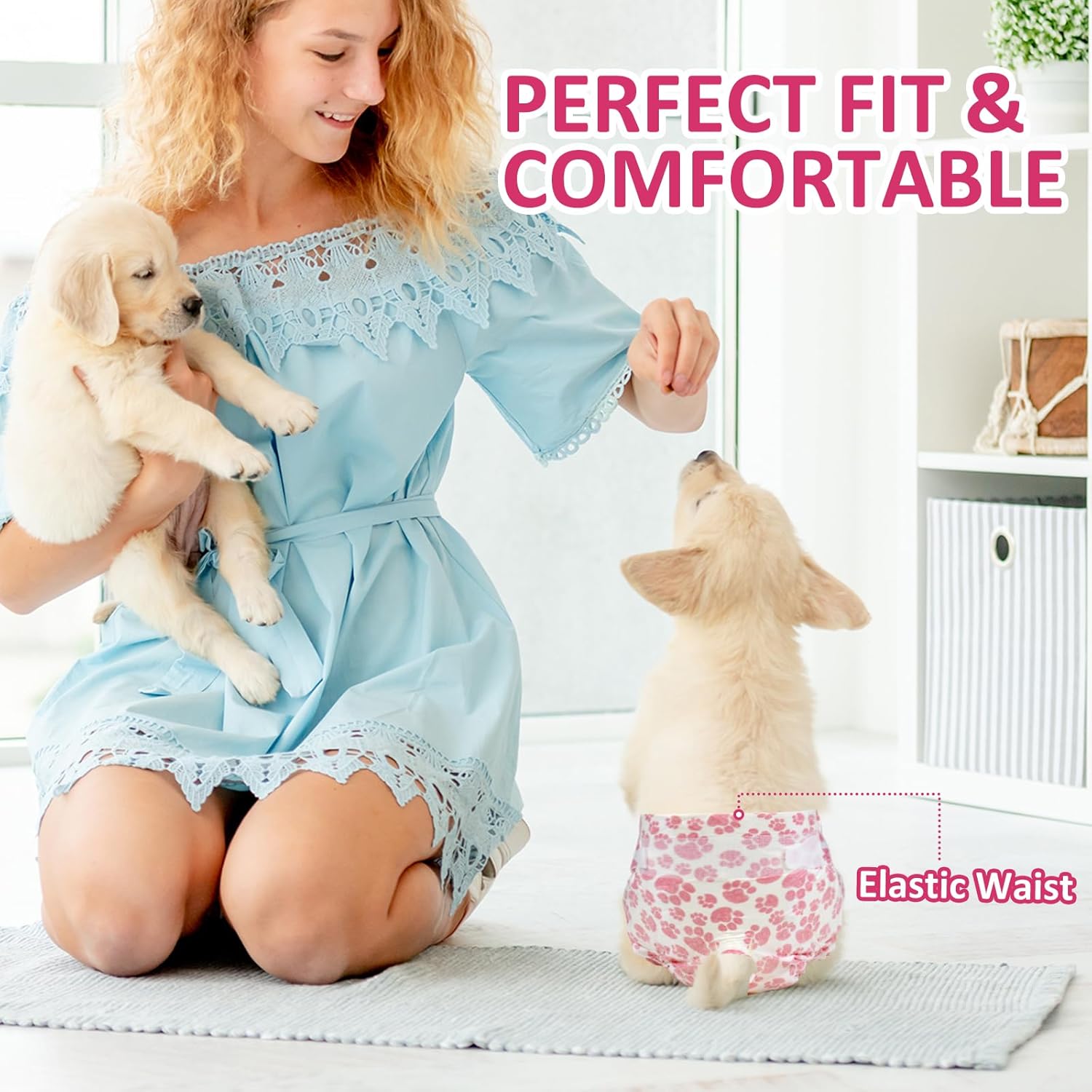 Female Dog Diapers 48 Count Disposable Leakproof Puppy Diapers XXS- Medium