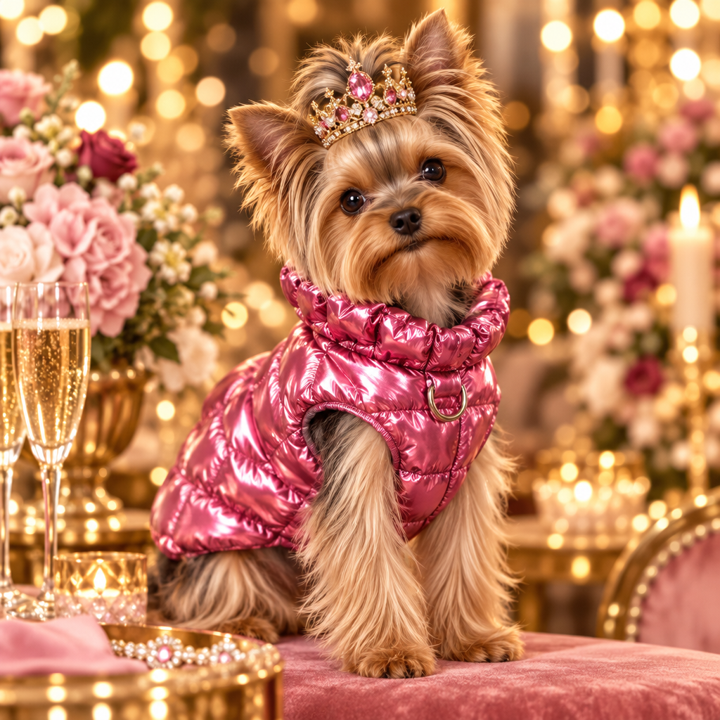Meela’s Little Shimmer Yorkie Puffer Coat