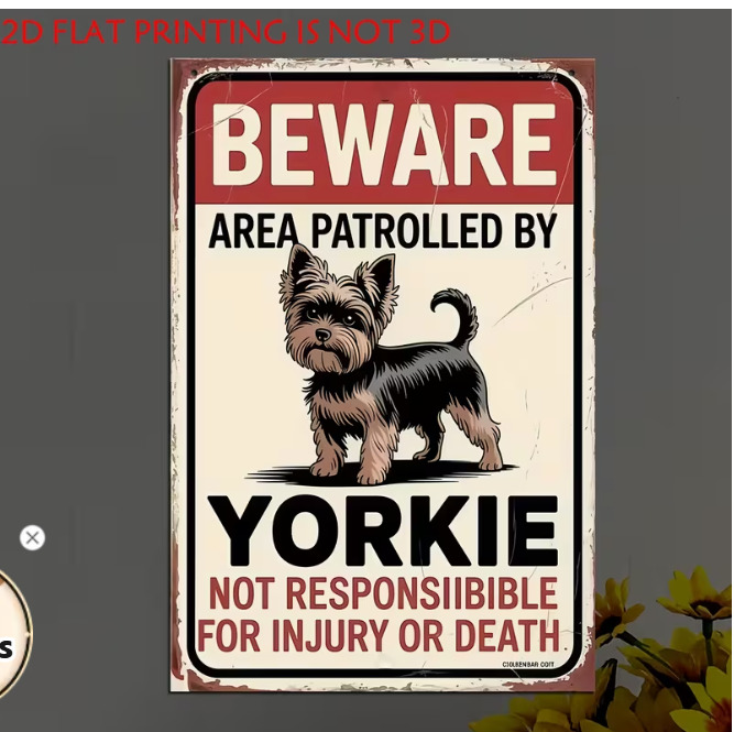 Meelas Yorkie Warning Plaque
