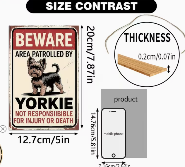 Meelas Yorkie Warning Plaque