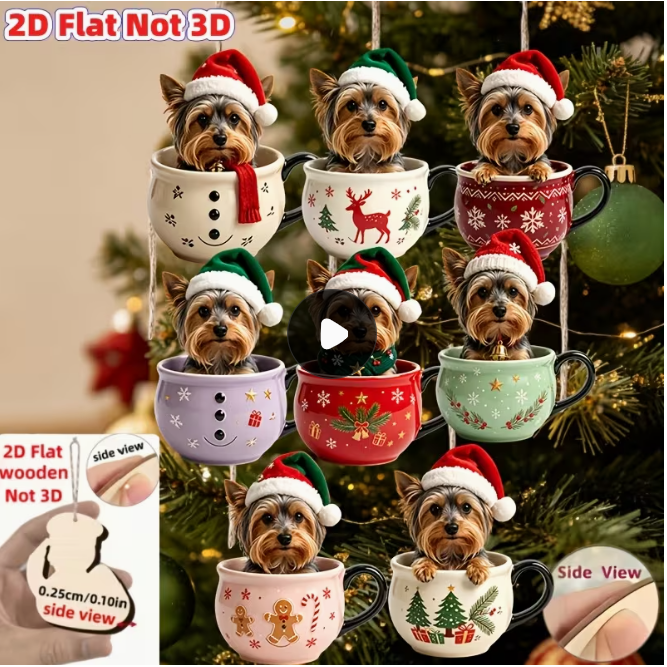 Meelas Yorkie Hand painted Ornaments