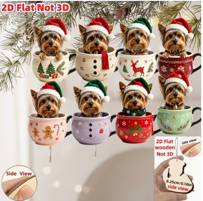 Meelas Yorkie Hand painted Ornaments