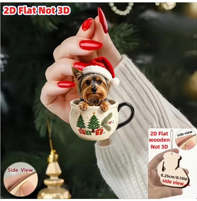 Meelas Yorkie Hand painted Ornaments