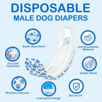Meela's Belly Band Wraps for Male Dogs — Disposable Leakproof 60 Count