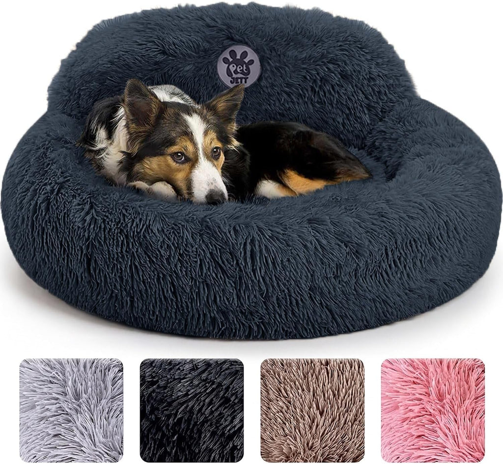 Medium Calming Dog Bed 30in Donut Plush Washable Bed Up to 45lbs