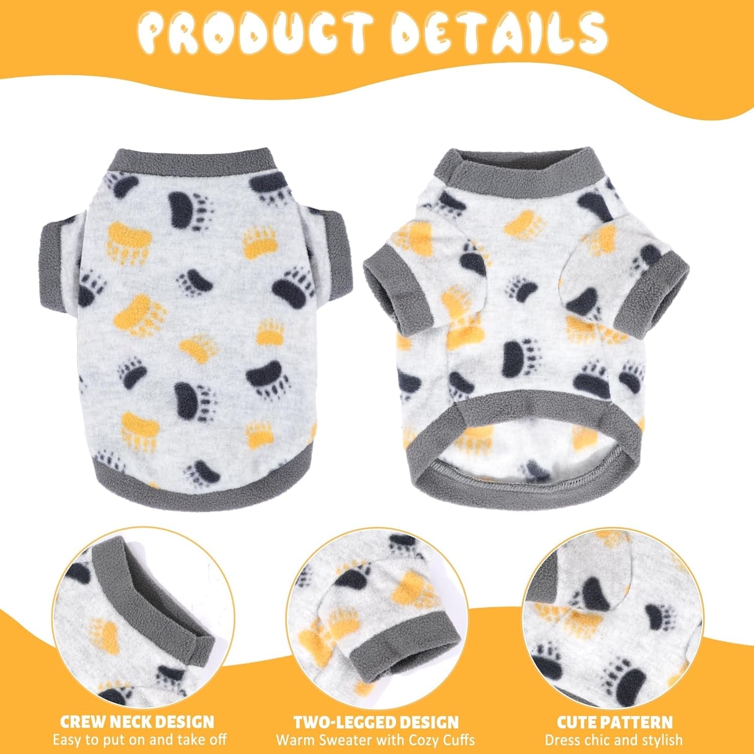 2-Pack Fleece Dog Sweaters for Small Dogs & Puppies, XXS–M